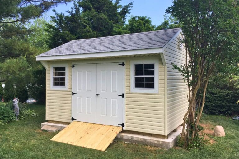 Projects 7 12x14 Vinyl Standard Carriage Shed in Almond and White