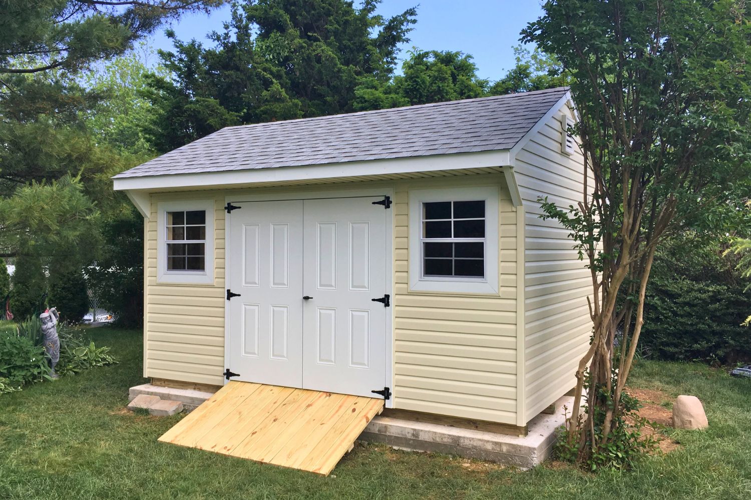 12x14 Vinyl Standard Carriage 1 12x14 Vinyl Standard Carriage Shed in Almond and White