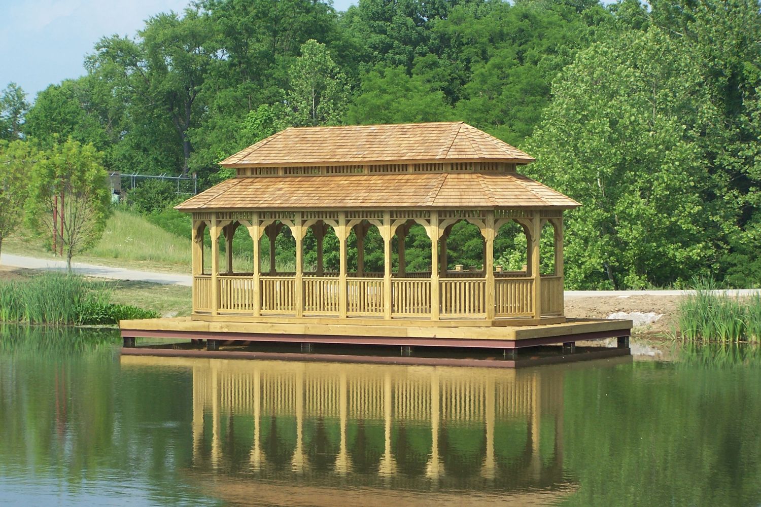 Custom 18x36 Oval Gazebo 1 18x36 Oval Gazebo on lake in Ohio