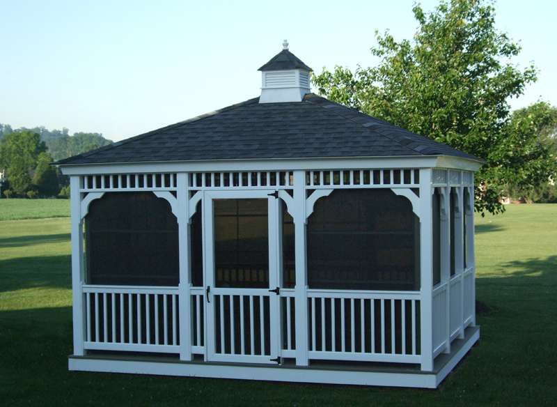 12x14 vinyl rectangle gazebo with screen and window package