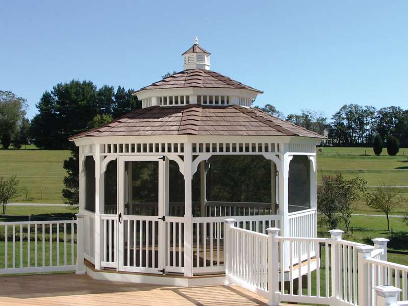 14' Vinyl Octagon Gazebo with screen package