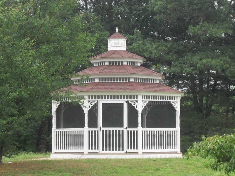 16' Vinyl Octagon Gazebo with triple roof