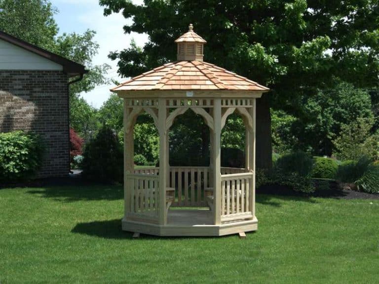 8' Octagon Gazebo With Benches Pequea