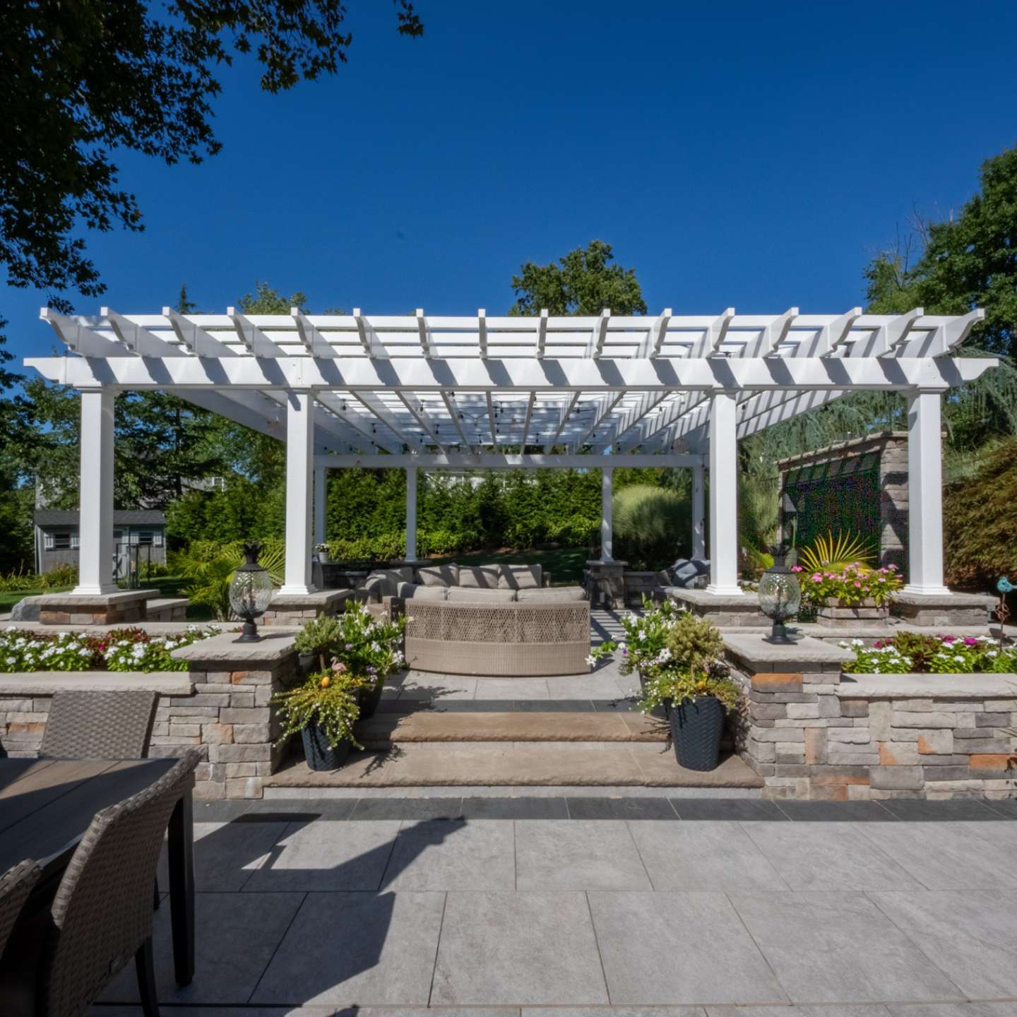 Vinyl Carolina Size of Pergolas over garden and seating area