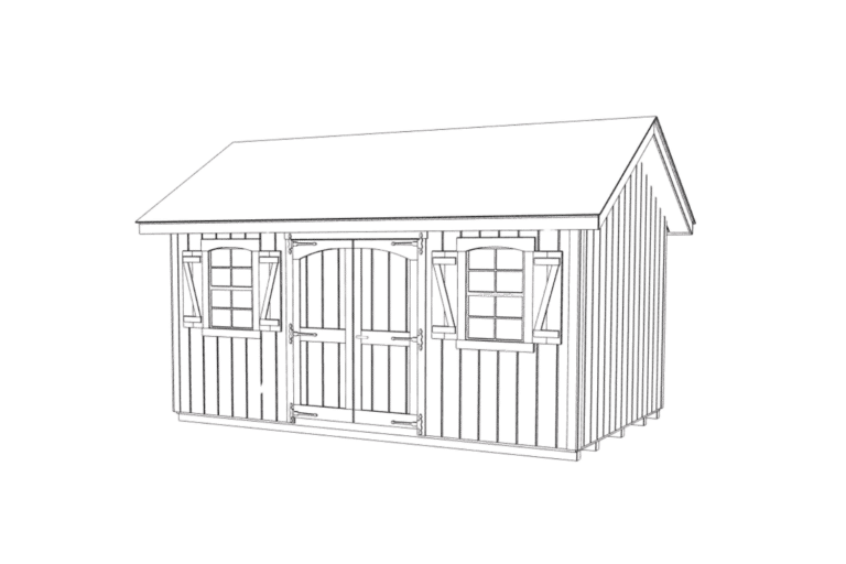 Designer workshop shed wireframe with no background