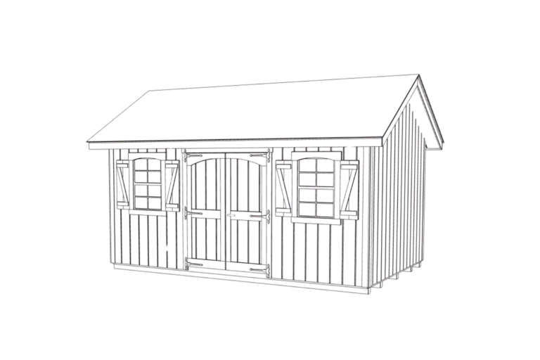 Designer workshop shed wireframe with no background