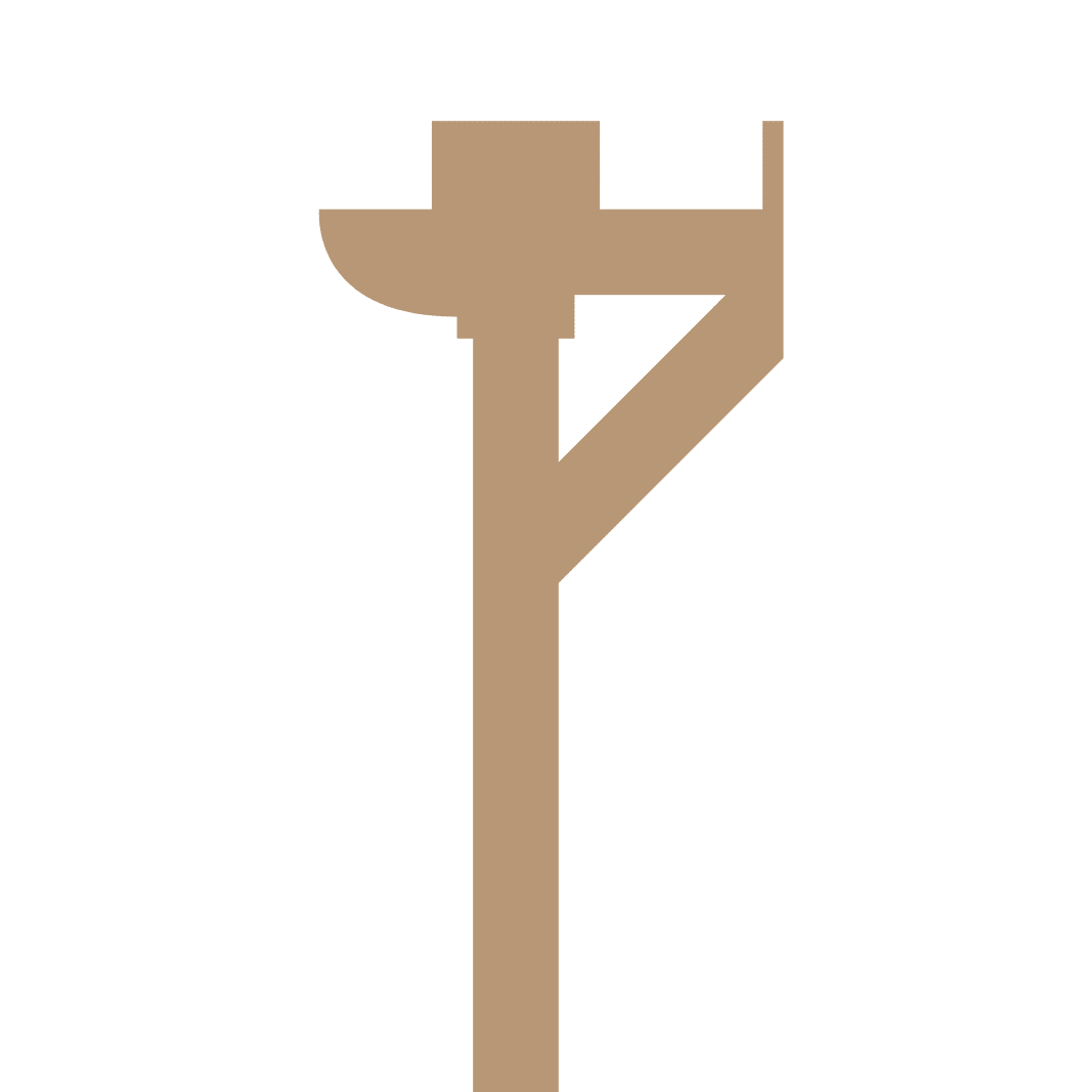 Graphic of a beige pergola joist with decorative scroll cut