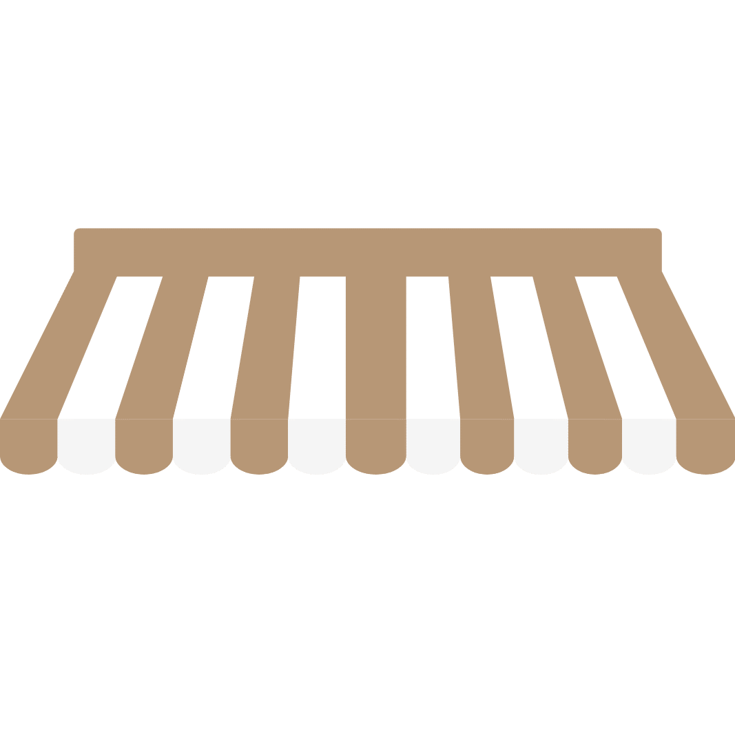 Shade canopy in beige and white