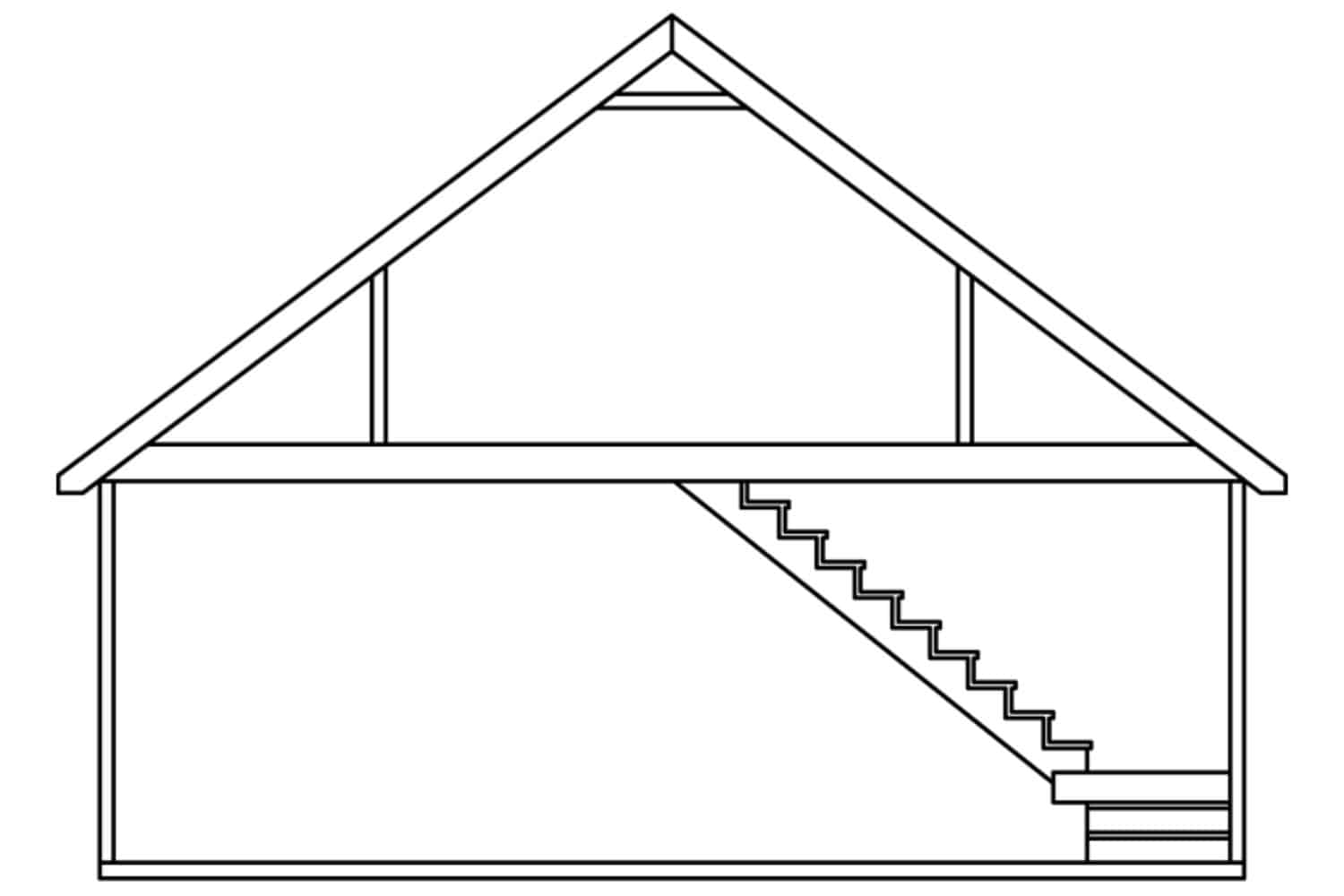 The A-Frame Garage 2 A-Frame Attic Garage Sketch with two stories and steps