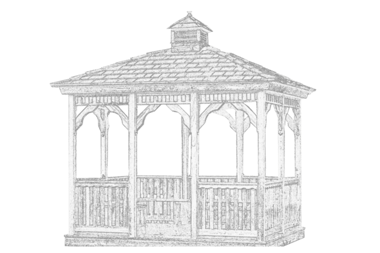 Wood Rectangle Gazebo wireframe, no background