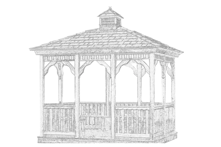Wood Rectangle Gazebo wireframe, no background
